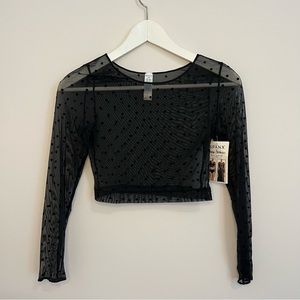 SPANX | Long Sleeve Sheer Crop Top With Velvet Polka Dots | NWT